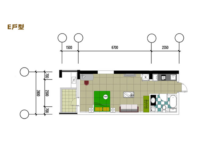 E戶型(包括:8-10#樓,建築面積:48-55m²)